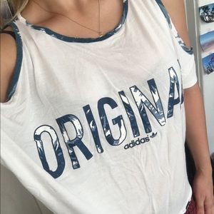 Adidas Original Floral cold shoulder shirt